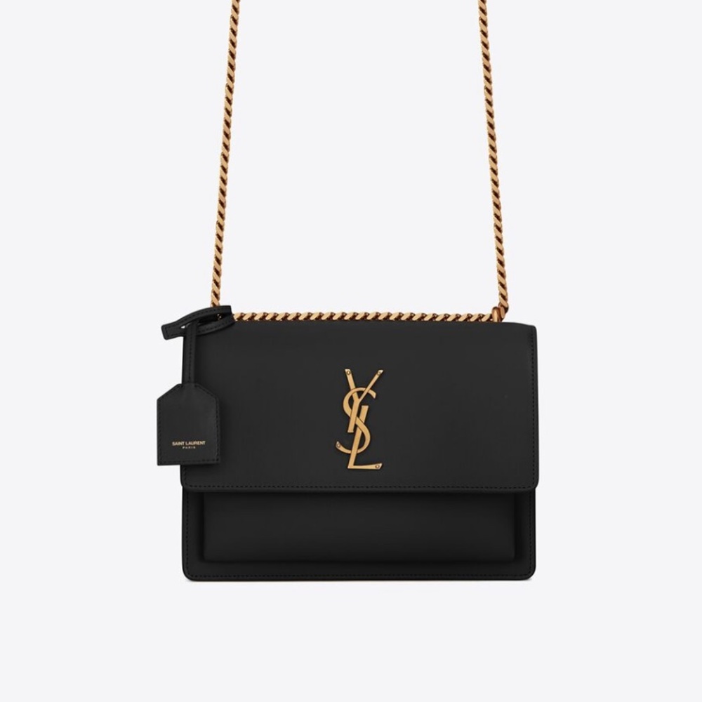 YSL Yves Saint Laurent Sunset Medium Chain Bag in Smooth Leather